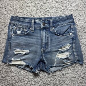American Eagle Shorts Womens 2 Hi Rise Shortie Super Stretch Crochet Pockets Raw